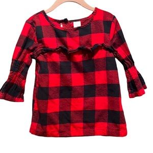 Carter’s 5T Buffalo Plaid Flannel Blouse Red and Black